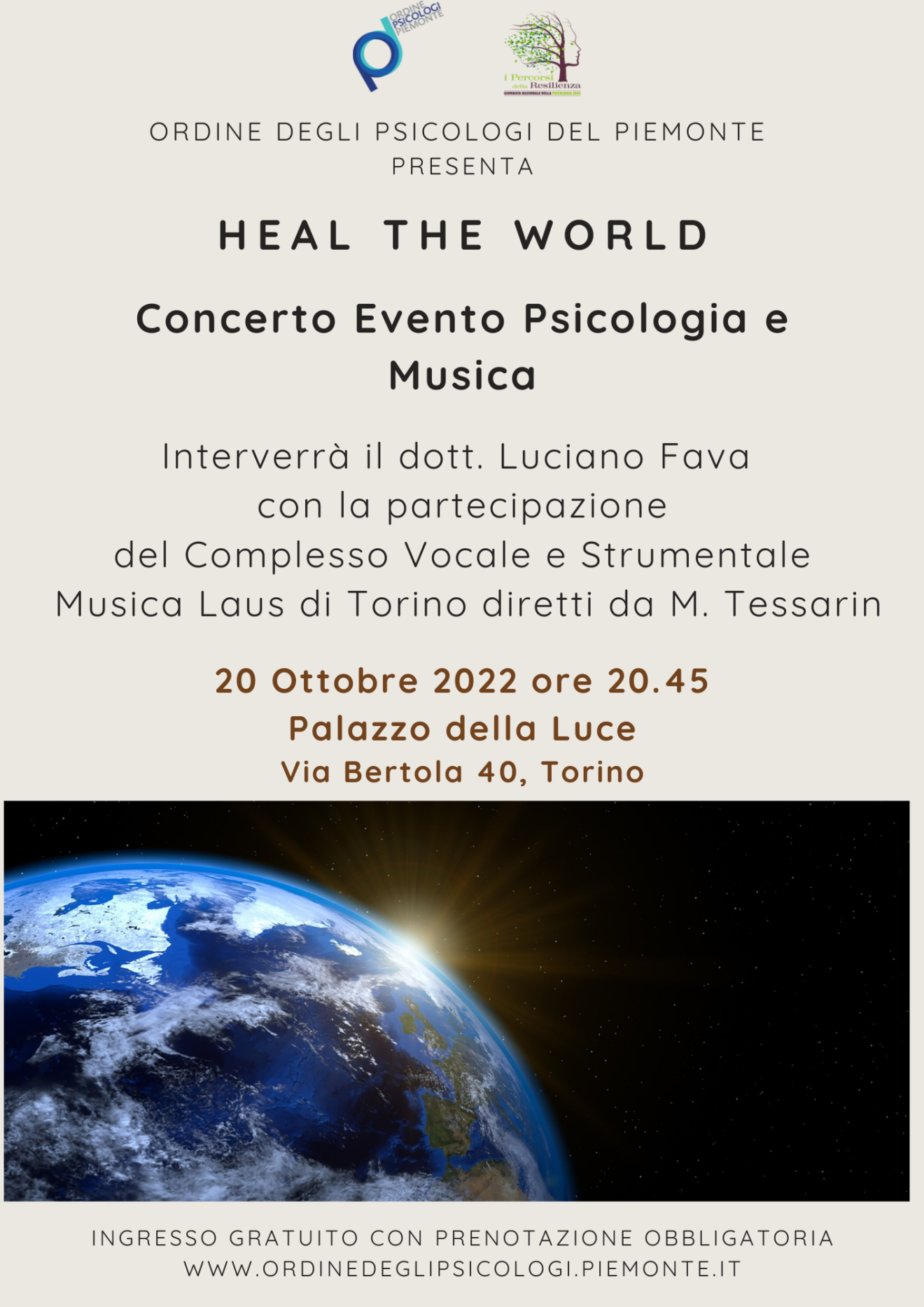 HEAL THE WORLD Concerto Evento Psicologia e Musica Ordine Psicologi